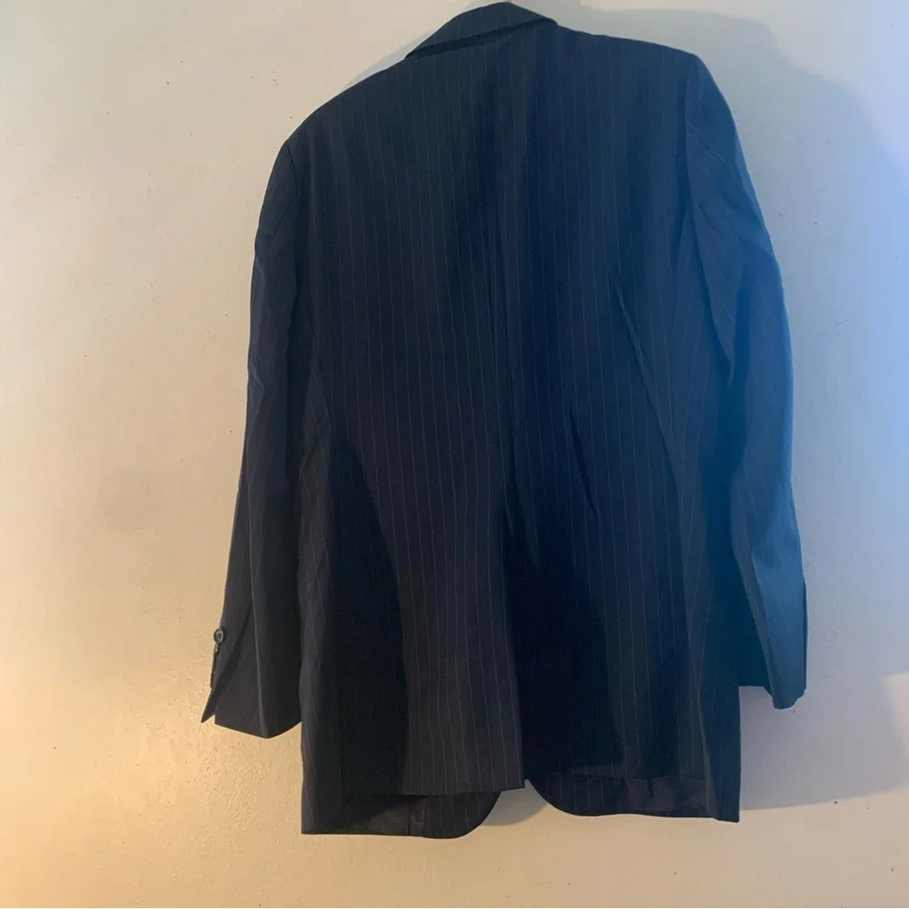Vintage Brooks Brother Black Striped 100% Wool Blazer